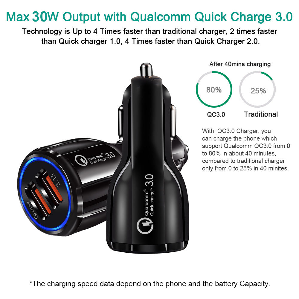 6A Fast Charge USB Car Charger with LED Light – in use