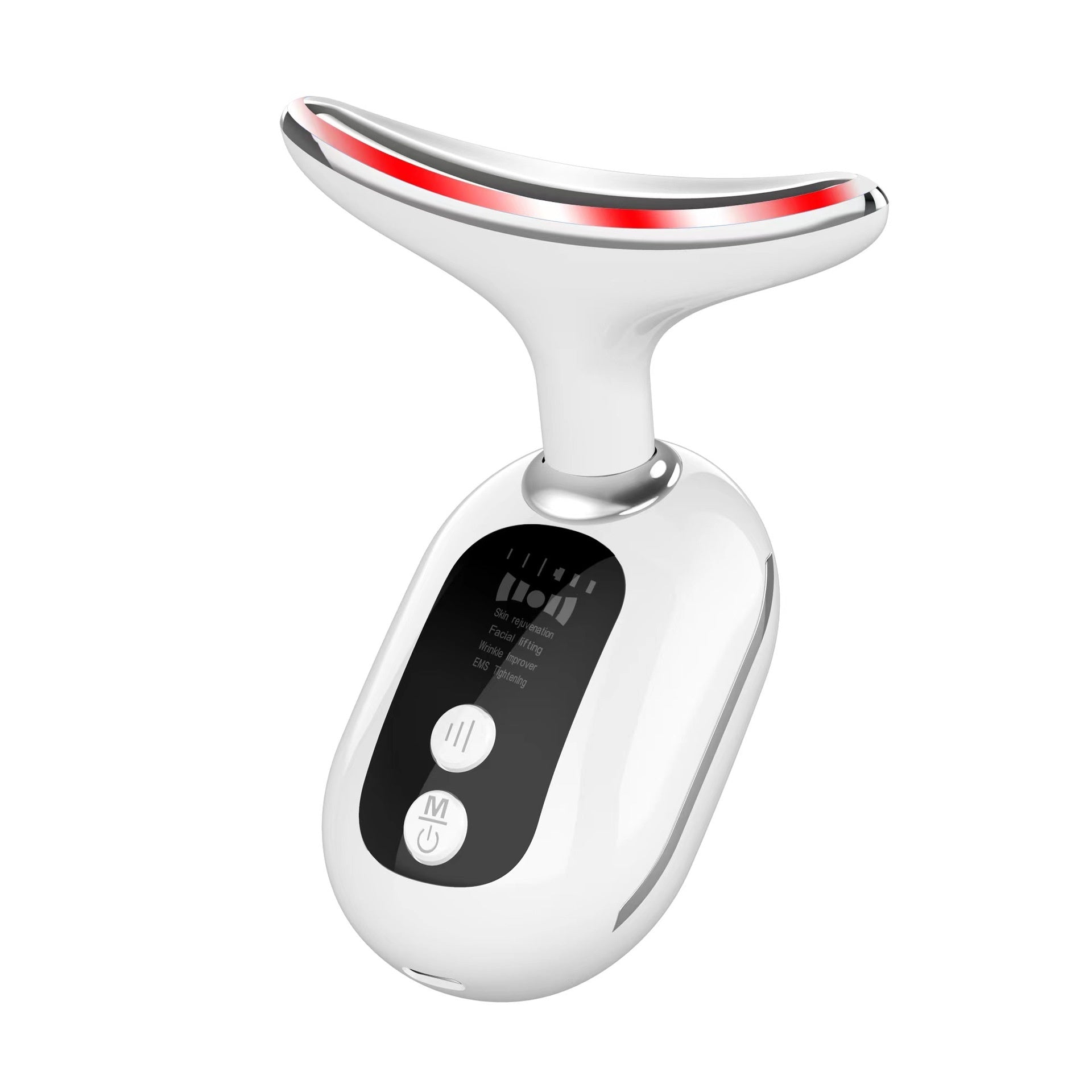 Neck & Face Lifting Device with Microcurrent & LED Light Therapy – in use