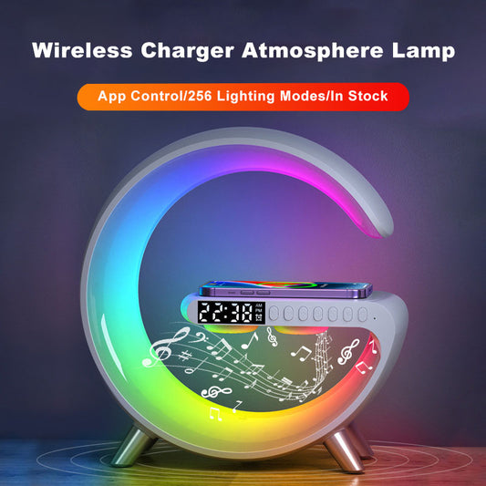 G-Shape LED Lamp with Bluetooth Speaker & Wireless Charger – detail