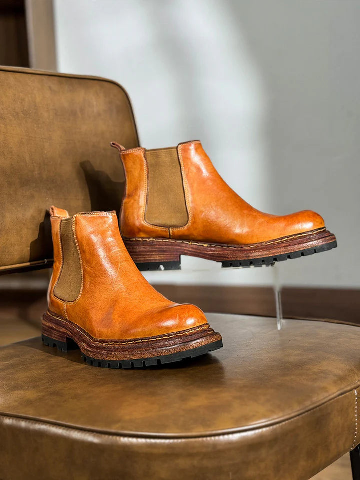 Men's Business Thick-Sole Height-Increasing Vintage Leather Boots