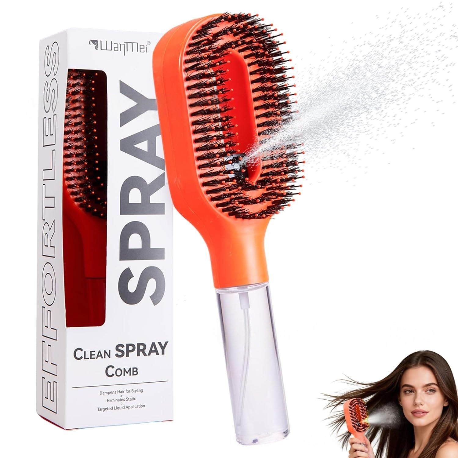 2in1 Sprayer Comb Detangling Scalp Massage Hairbrush With Spray Bottle – in use