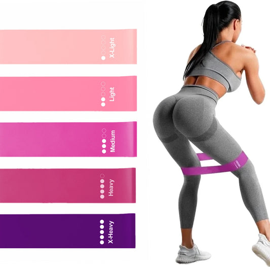 Resistance Bands Loop Set Of 5 Exercise Strength Workout Fitness Yoga